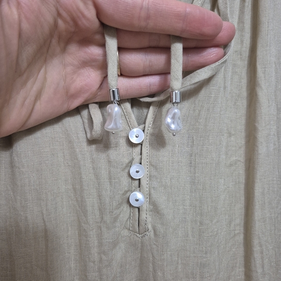 Veronica Beard Women's Neutral Lux Beige Hawken Tiered Linen Mini Dress Size 8 - Picture 8 of 11